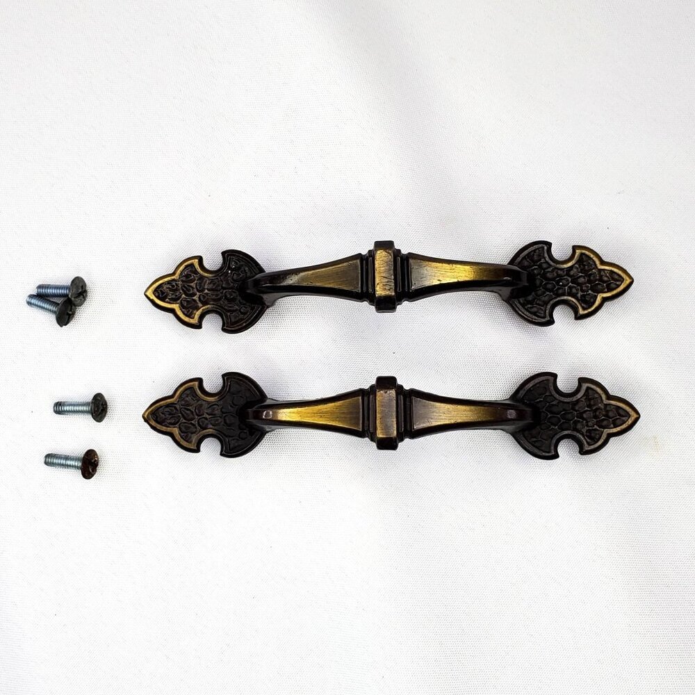 Amerock 1950 Drawer Pull Handle 3-1/2" Centers Hammered French Lily Dark Brass